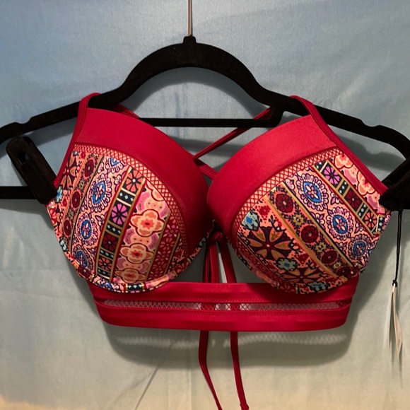 NWT- SHADE SHORE MESH DETAIL BIKINI TOP SZ 34DD - Picture 1 of 9